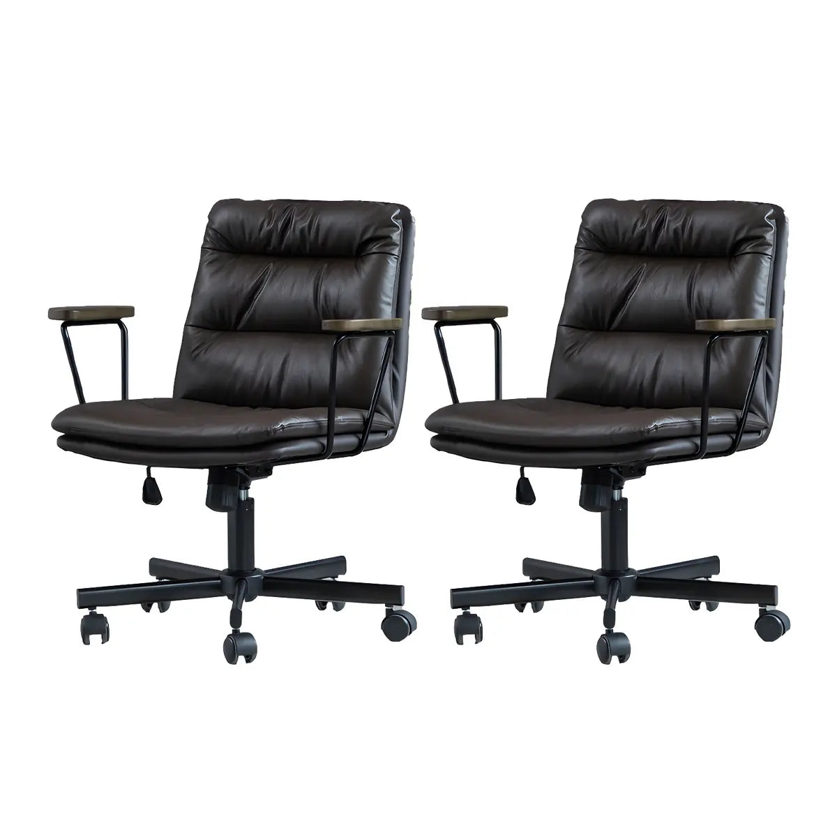 Classic Black Leather Adjustable Ergonomic Office Chair — 6 Piece Set / Orange / Casters Included
