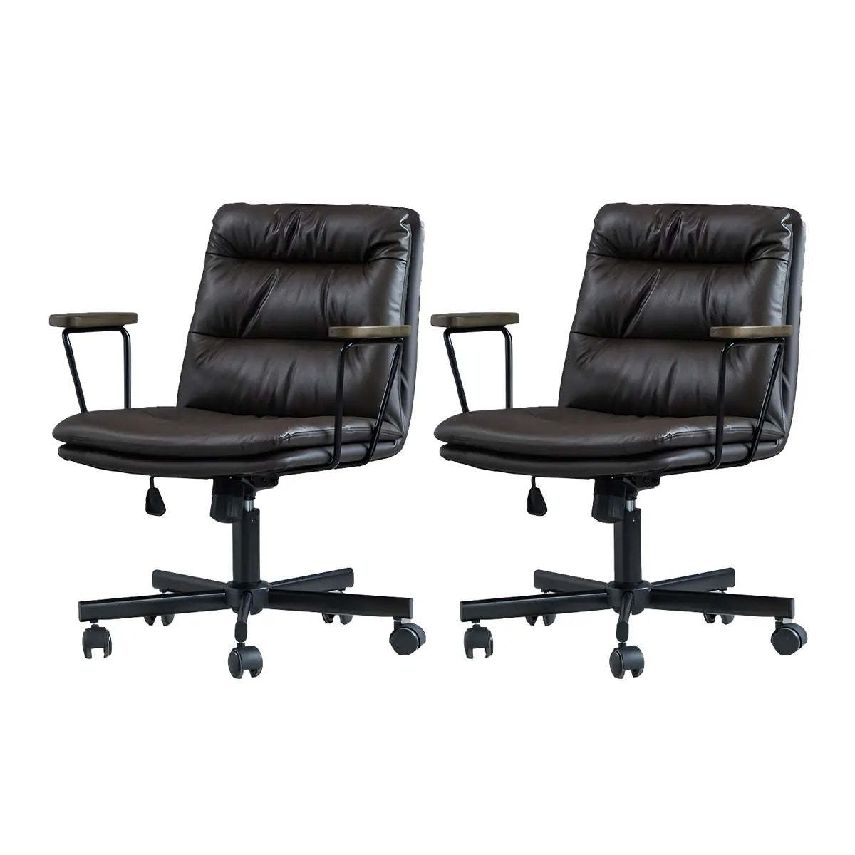 Classic Black Leather Adjustable Ergonomic Office Chair — 6 Piece Set / Orange / Casters Included