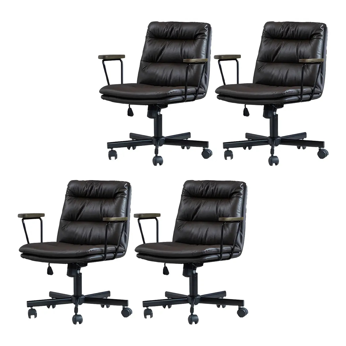 Classic Black Leather Adjustable Ergonomic Office Chair — 6 Piece Set / Orange / Casters Not Included