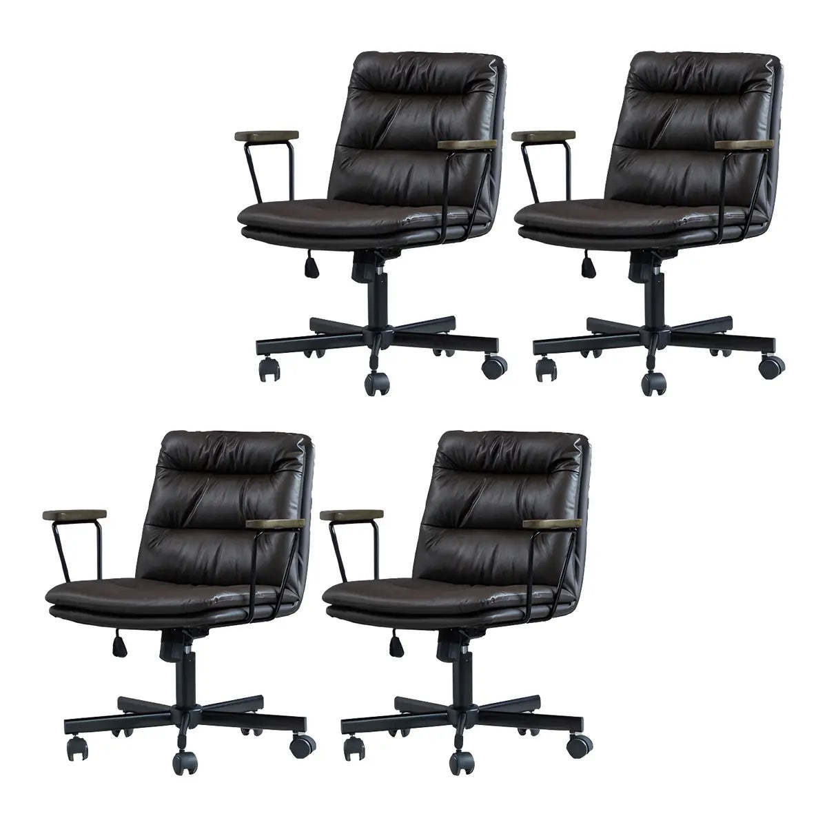 Classic Black Leather Adjustable Ergonomic Office Chair — 6 Piece Set / Orange / Casters Not Included