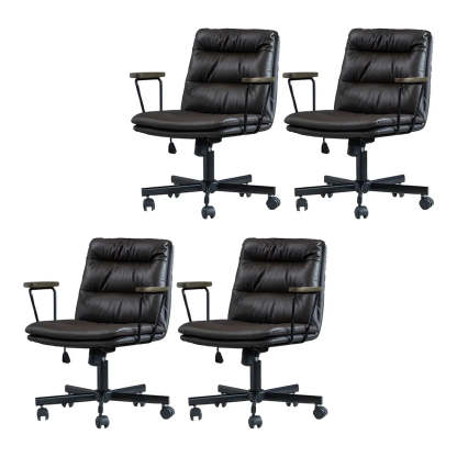 Classic Black Leather Adjustable Ergonomic Office Chair — 6 Piece Set / Orange / Casters Not Included