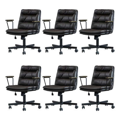 Classic Black Leather Adjustable Ergonomic Office Chair — 8 Piece Set / Black / Casters Included
