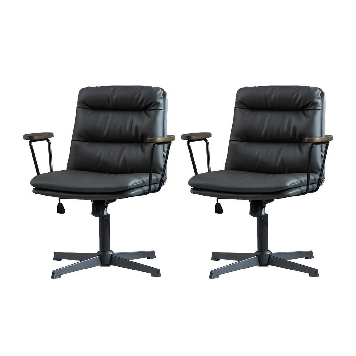 Classic Black Leather Adjustable Ergonomic Office Chair — 1 Piece / Brown / Casters Not Included