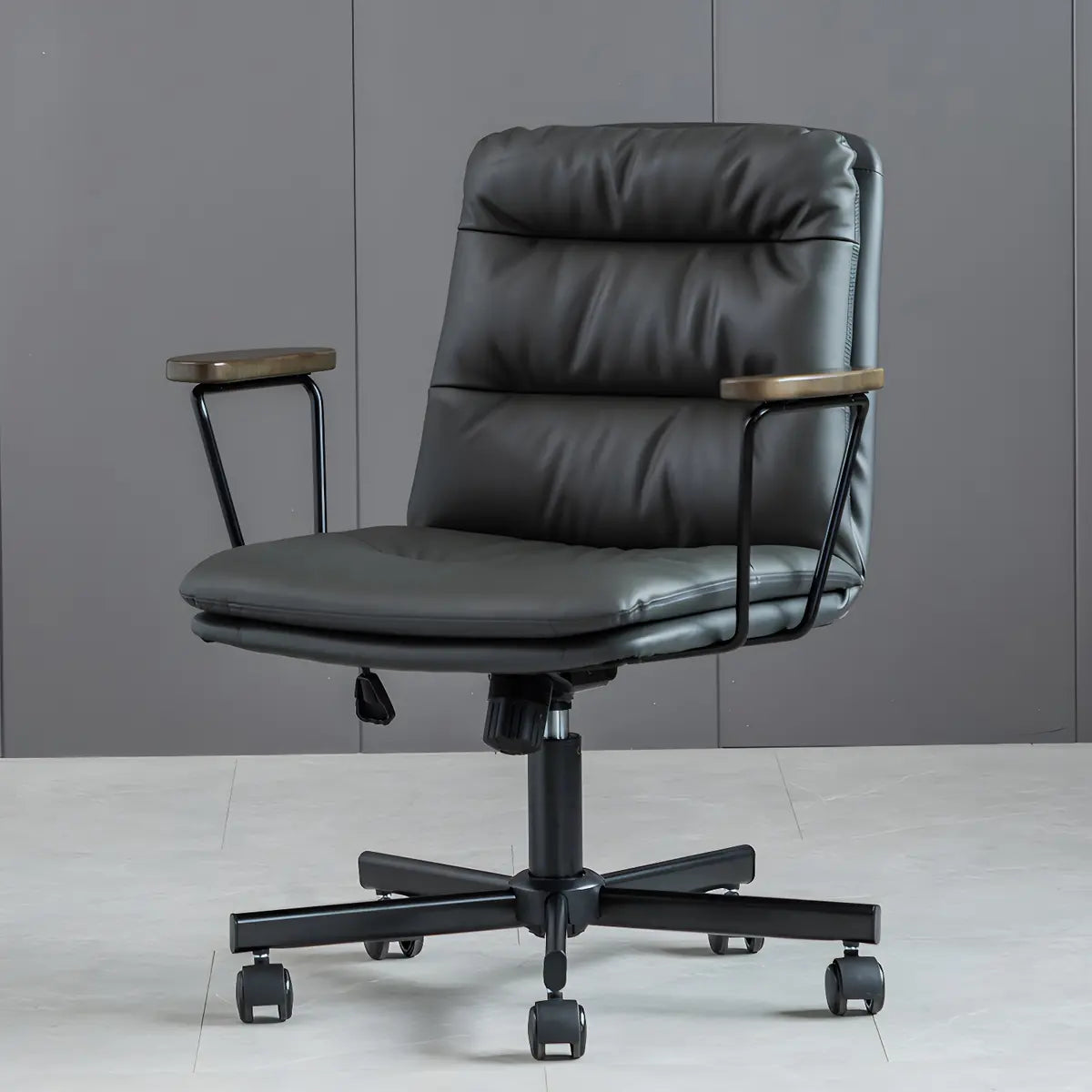 Classic Black Leather Adjustable Ergonomic Office Chair — 8 Piece Set / Brown / Casters Included