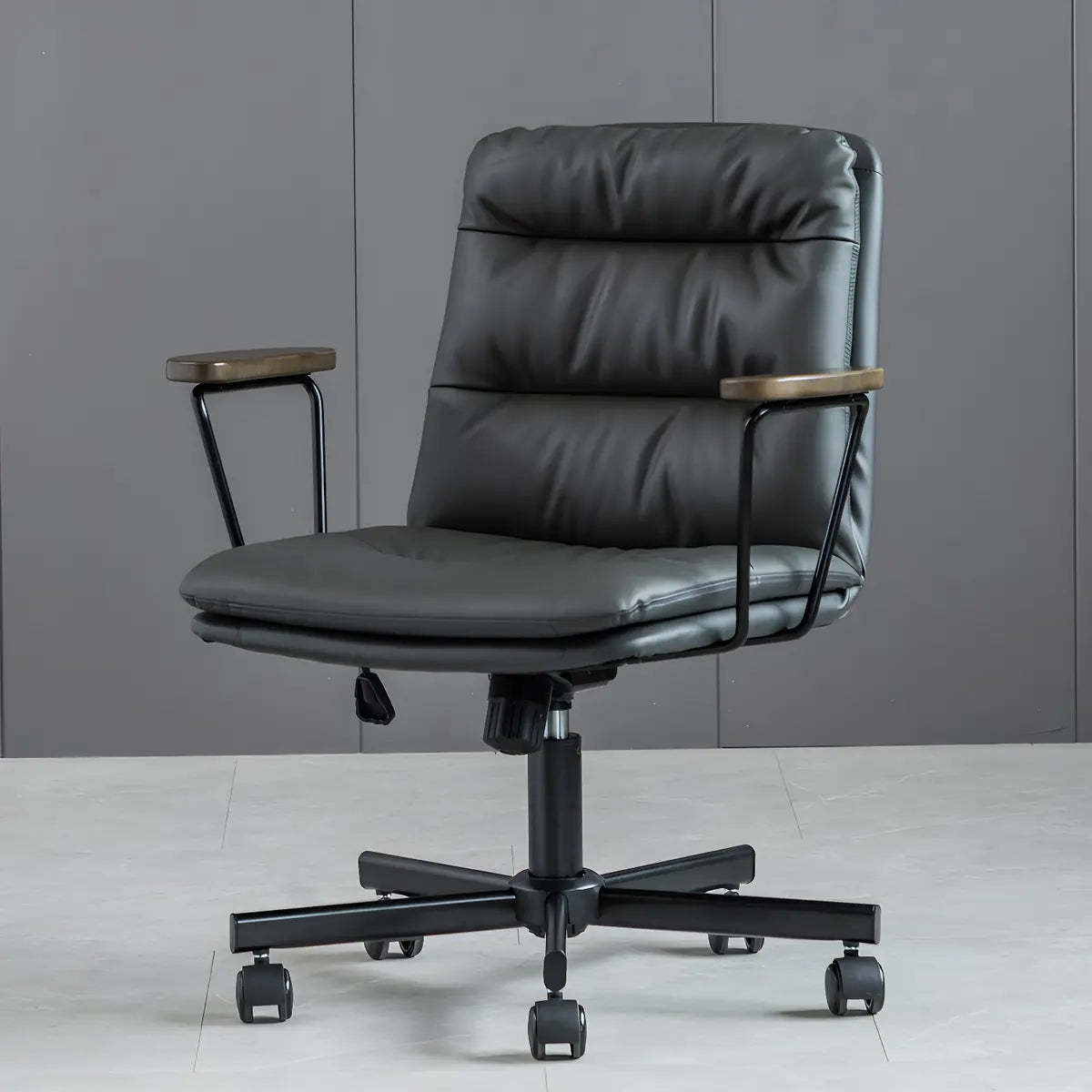 Classic Black Leather Adjustable Ergonomic Office Chair — 8 Piece Set / Brown / Casters Included