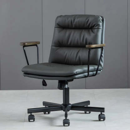 Classic Black Leather Adjustable Ergonomic Office Chair — 8 Piece Set / Brown / Casters Included