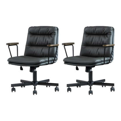 Classic Black Leather Adjustable Ergonomic Office Chair — 8 Piece Set / Brown / Casters Not Included