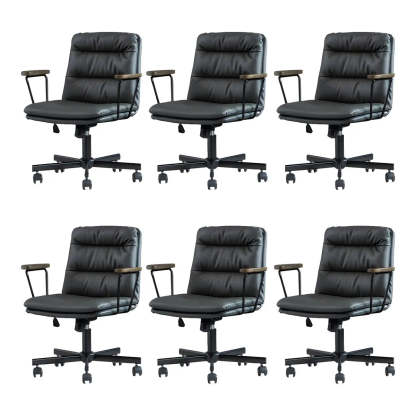 Classic Black Leather Adjustable Ergonomic Office Chair — 8 Piece Set / Coffee / Casters Not Included