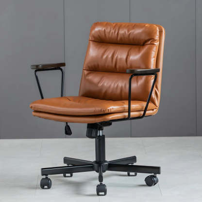Classic Black Leather Adjustable Ergonomic Office Chair — 8 Piece Set / Grey / Casters Not Included