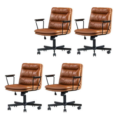 Classic Black Leather Adjustable Ergonomic Office Chair — 8 Piece Set / Khaki / Casters Not Included