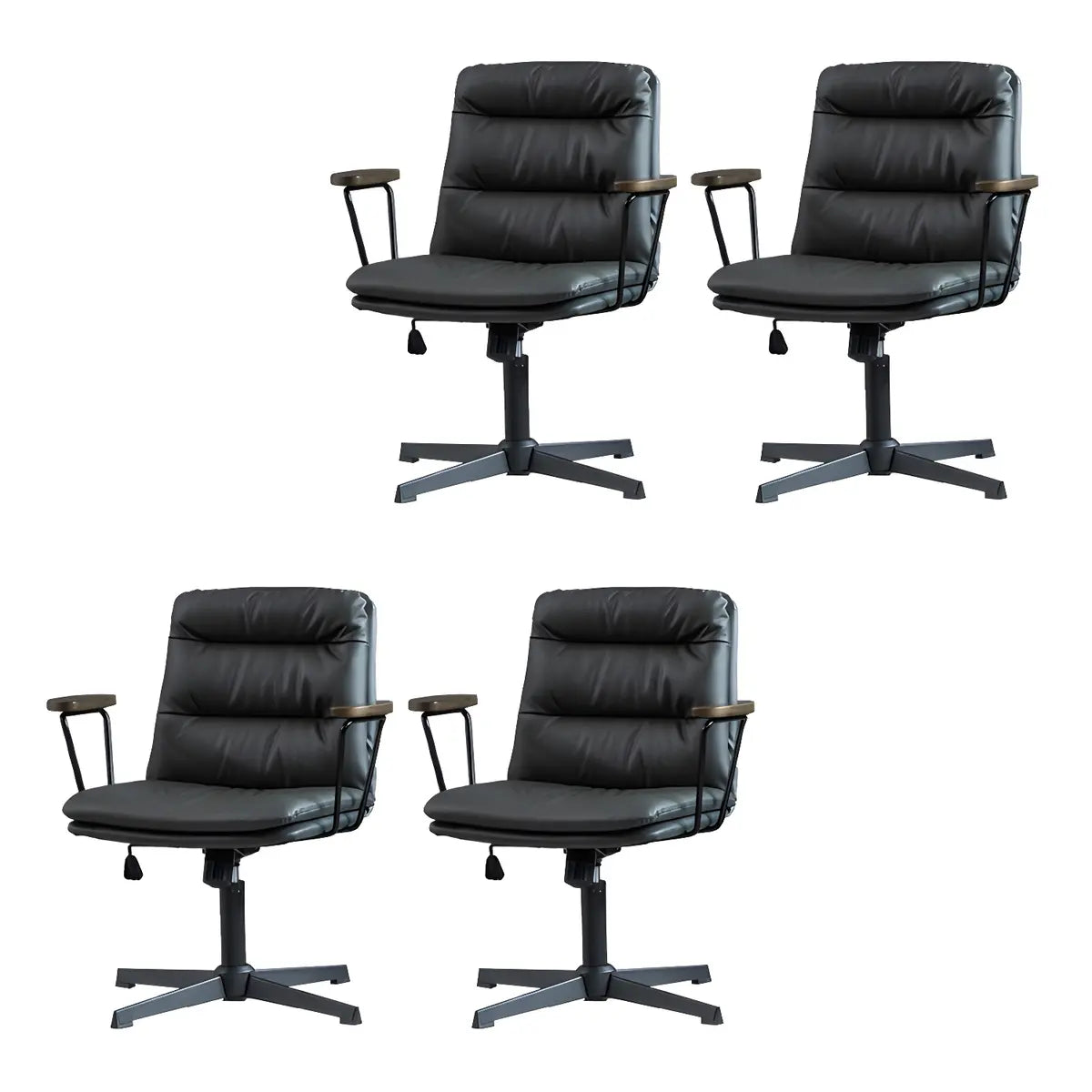 Classic Black Leather Adjustable Ergonomic Office Chair — 1 Piece / Coffee / Casters Not Included