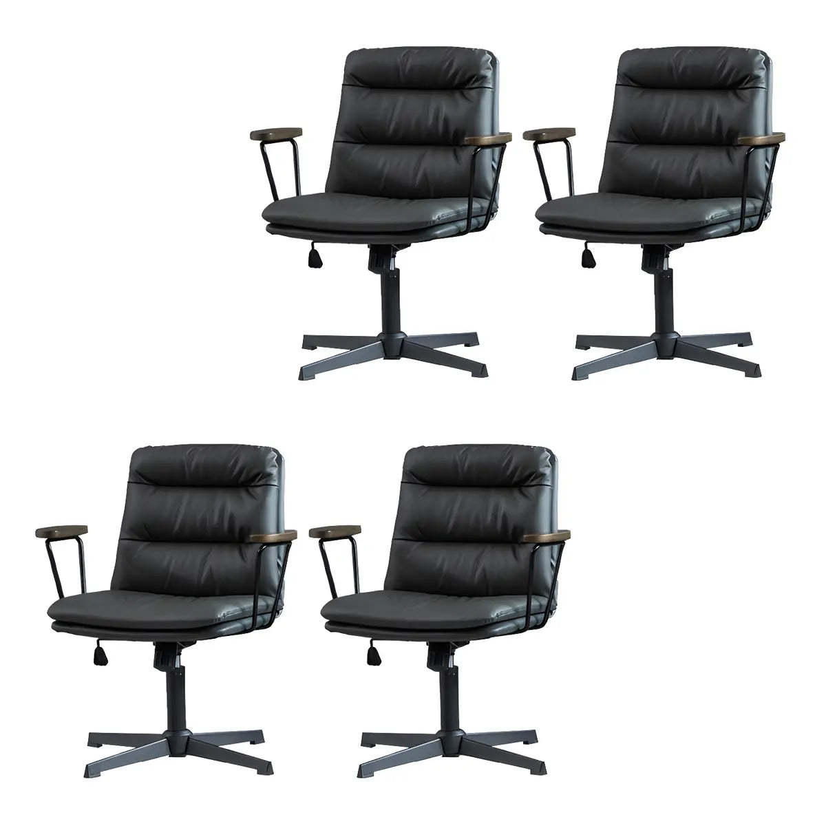Classic Black Leather Adjustable Ergonomic Office Chair — 1 Piece / Coffee / Casters Not Included