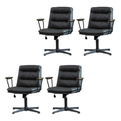 Classic Black Leather Adjustable Ergonomic Office Chair — 1 Piece / Coffee / Casters Not Included