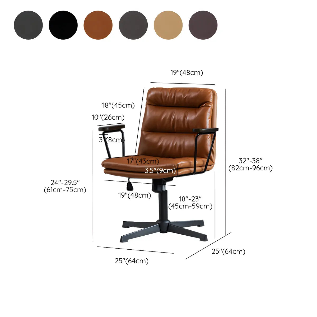 Classic Black Leather Adjustable Ergonomic Office Chair