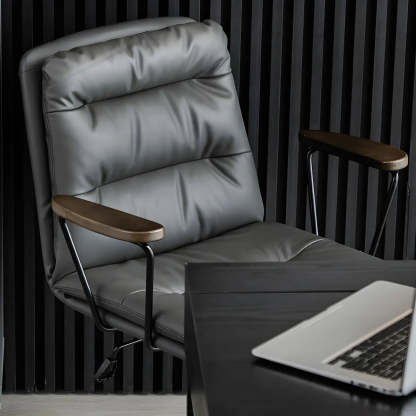 Classic Black Leather Adjustable Ergonomic Office Chair — 1 Piece / Grey / Casters Included
