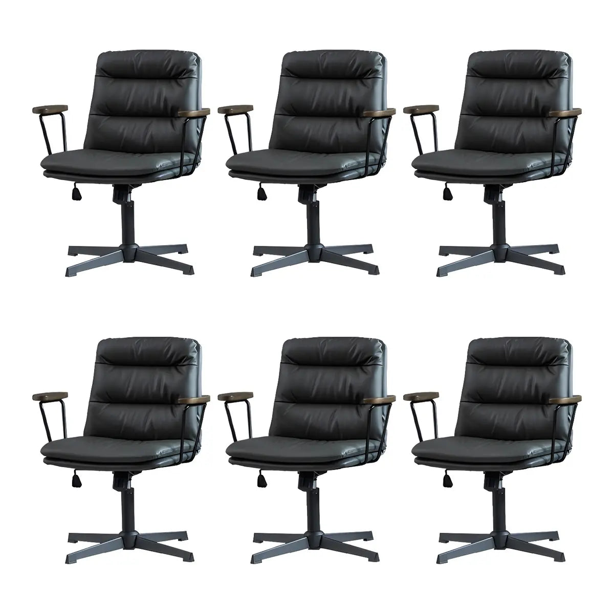 Classic Black Leather Adjustable Ergonomic Office Chair — 1 Piece / Grey / Casters Not Included