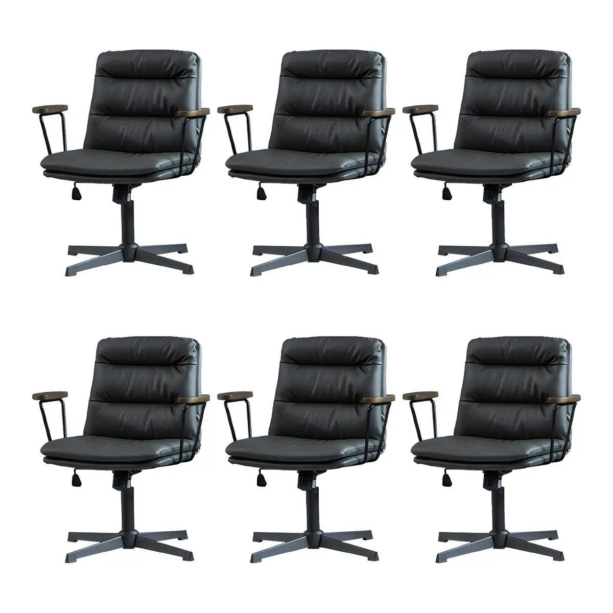 Classic Black Leather Adjustable Ergonomic Office Chair — 1 Piece / Grey / Casters Not Included