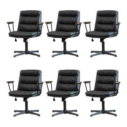 Classic Black Leather Adjustable Ergonomic Office Chair — 1 Piece / Grey / Casters Not Included
