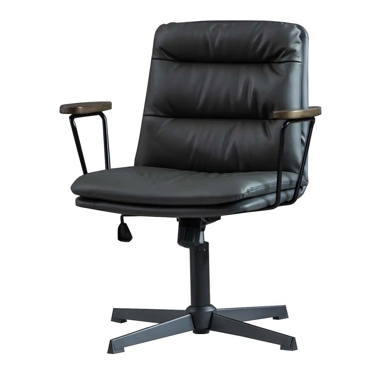Classic Black Leather Adjustable Ergonomic Office Chair — 1 Piece / Khaki / Casters Included