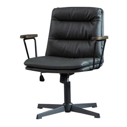 Classic Black Leather Adjustable Ergonomic Office Chair — 1 Piece / Khaki / Casters Included