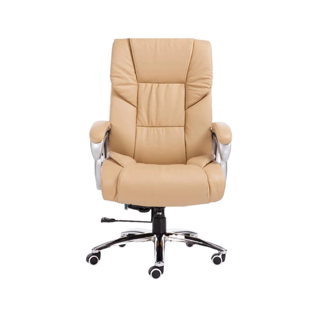 Classic Ergonomic Tan Leather Adjustable Office Chair — Faux Leather