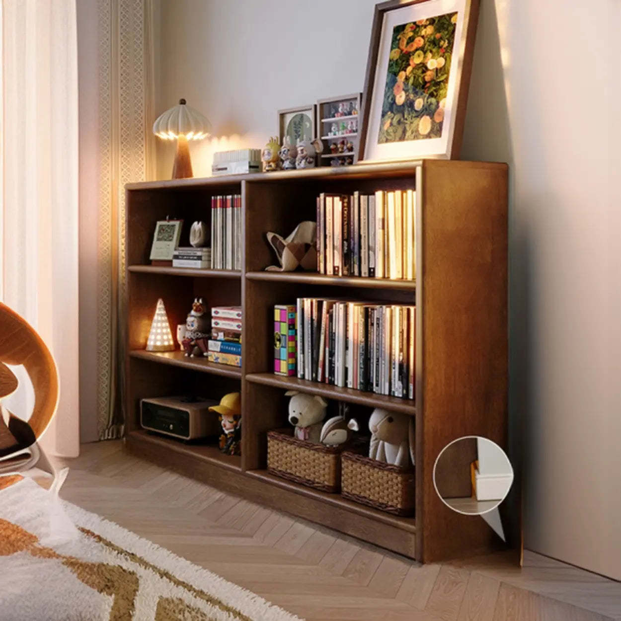 Classic Kids Brown Wood Horizontal 3-Tier Bookshelf