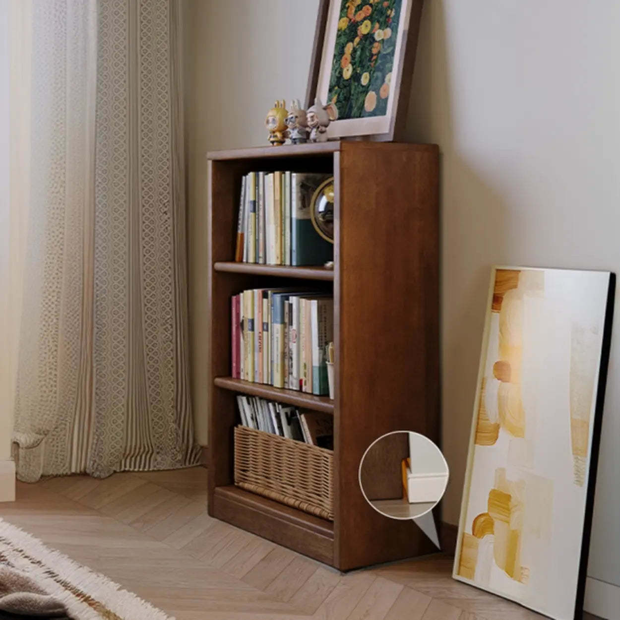Modern horizontal kids wood fabric bookcases