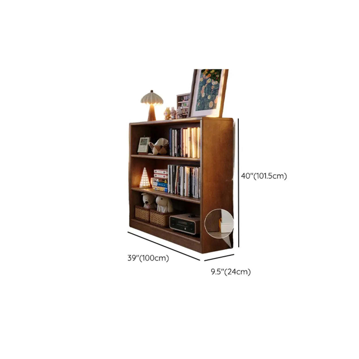Classic Kids Brown Wood Horizontal 3-Tier Bookshelf