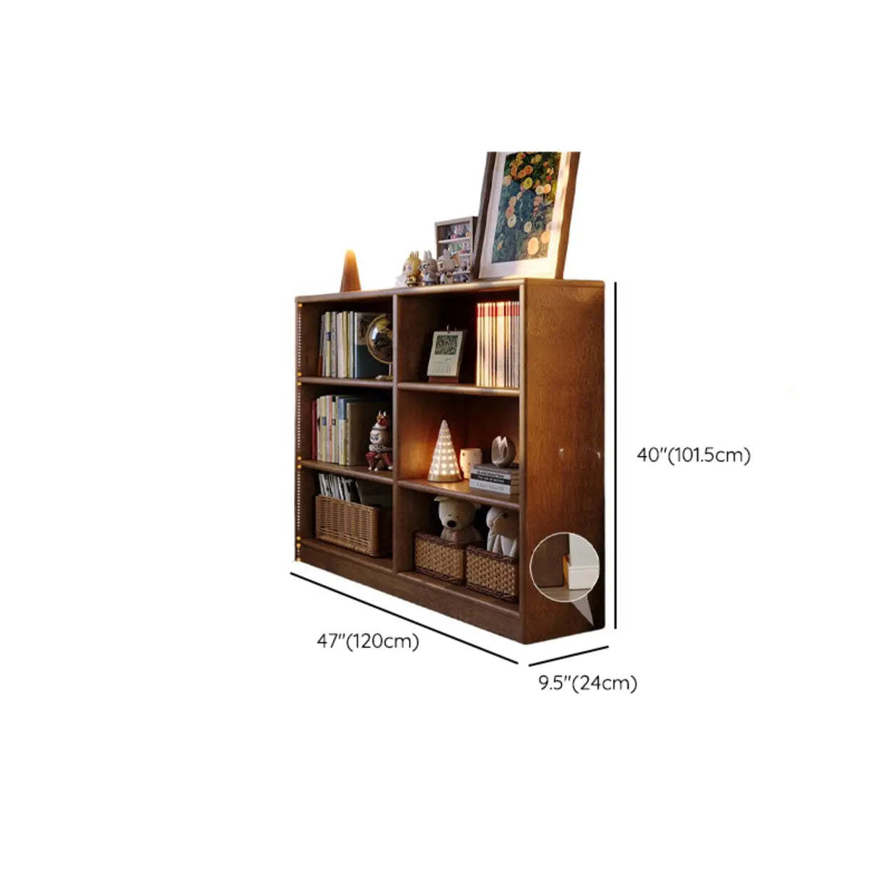 Classic Kids Brown Wood Horizontal 3-Tier Bookshelf