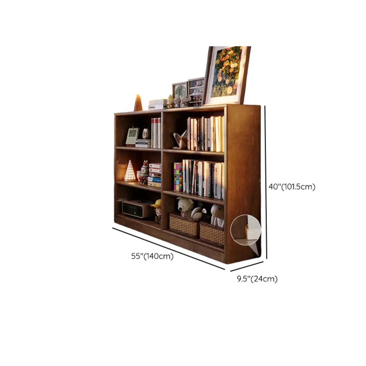 Classic Kids Brown Wood Horizontal 3-Tier Bookshelf