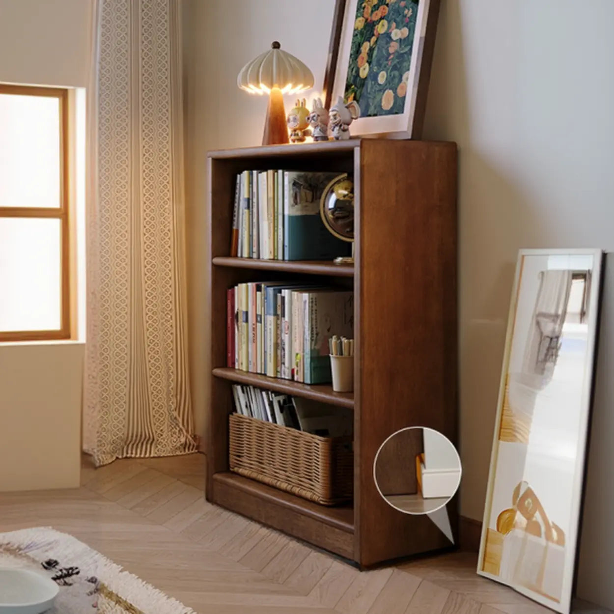 Modern bookshelf 3-tier bookcases in wood — 24" L x 9" W x 40" H