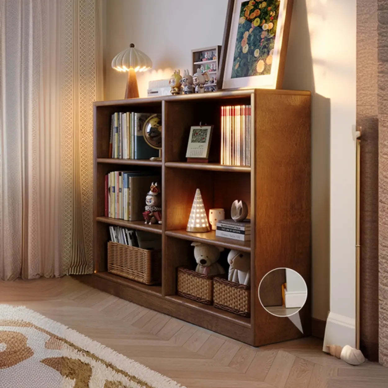 Classic Kids Brown Wood Horizontal 3-Tier Bookshelf