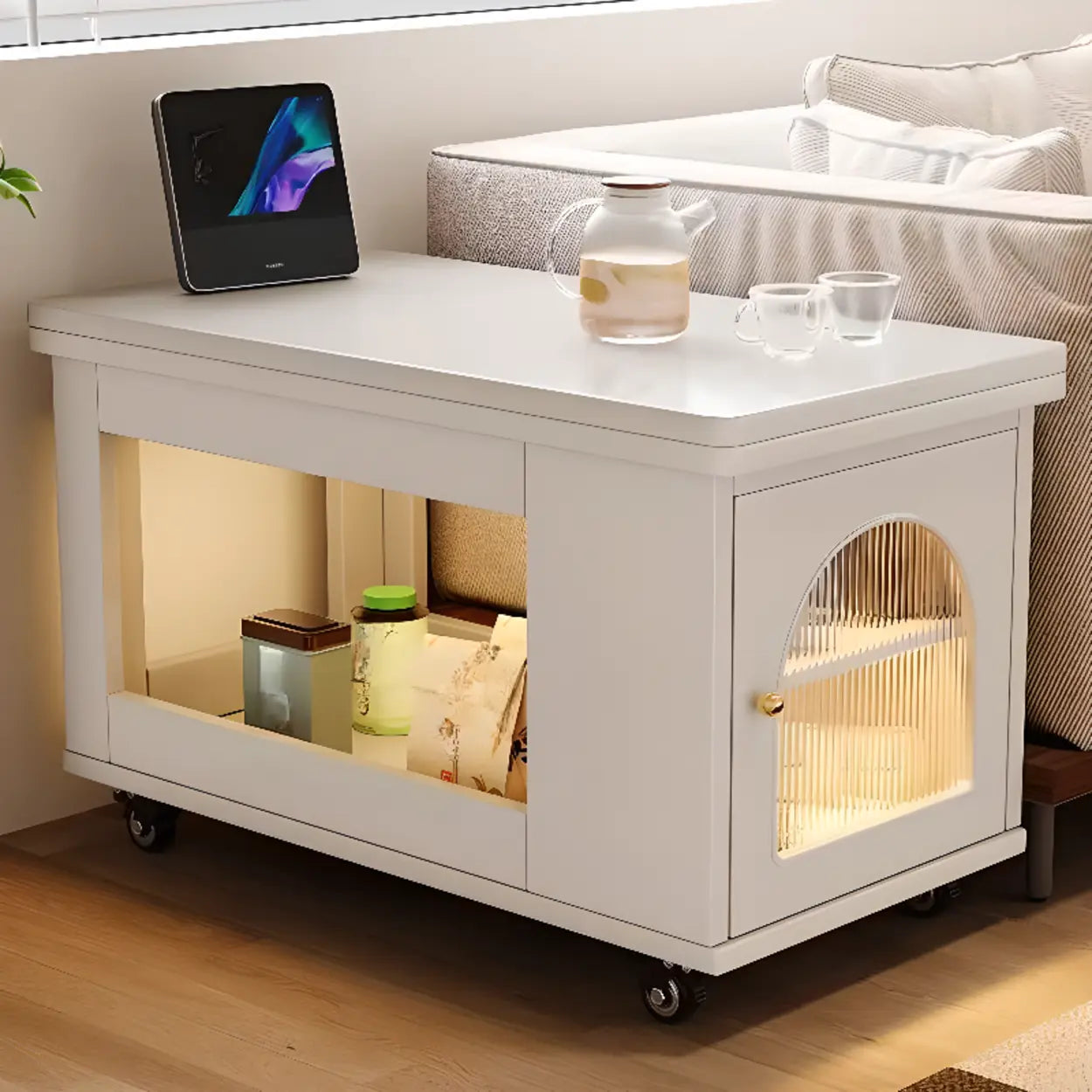 Classic Foldable Brown Wood Side Table