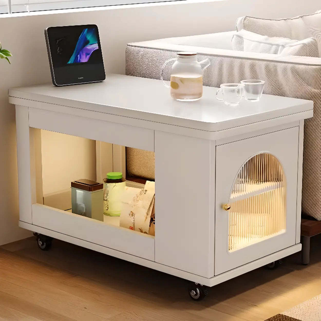 Classic Foldable Brown Wood Side Table