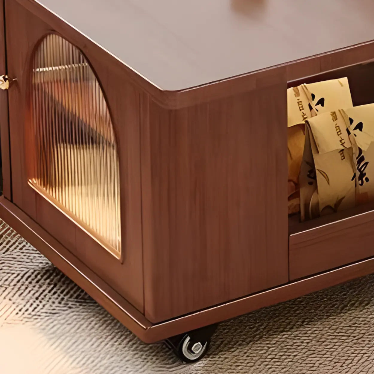 Classic Foldable Brown Wood Side Table