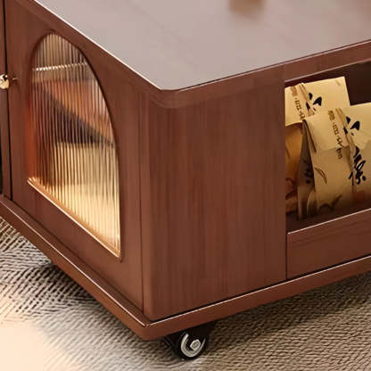 Classic Foldable Brown Wood Side Table