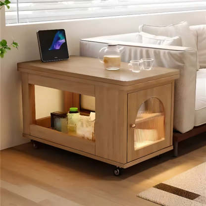 Classic Foldable Brown Wood Side Table