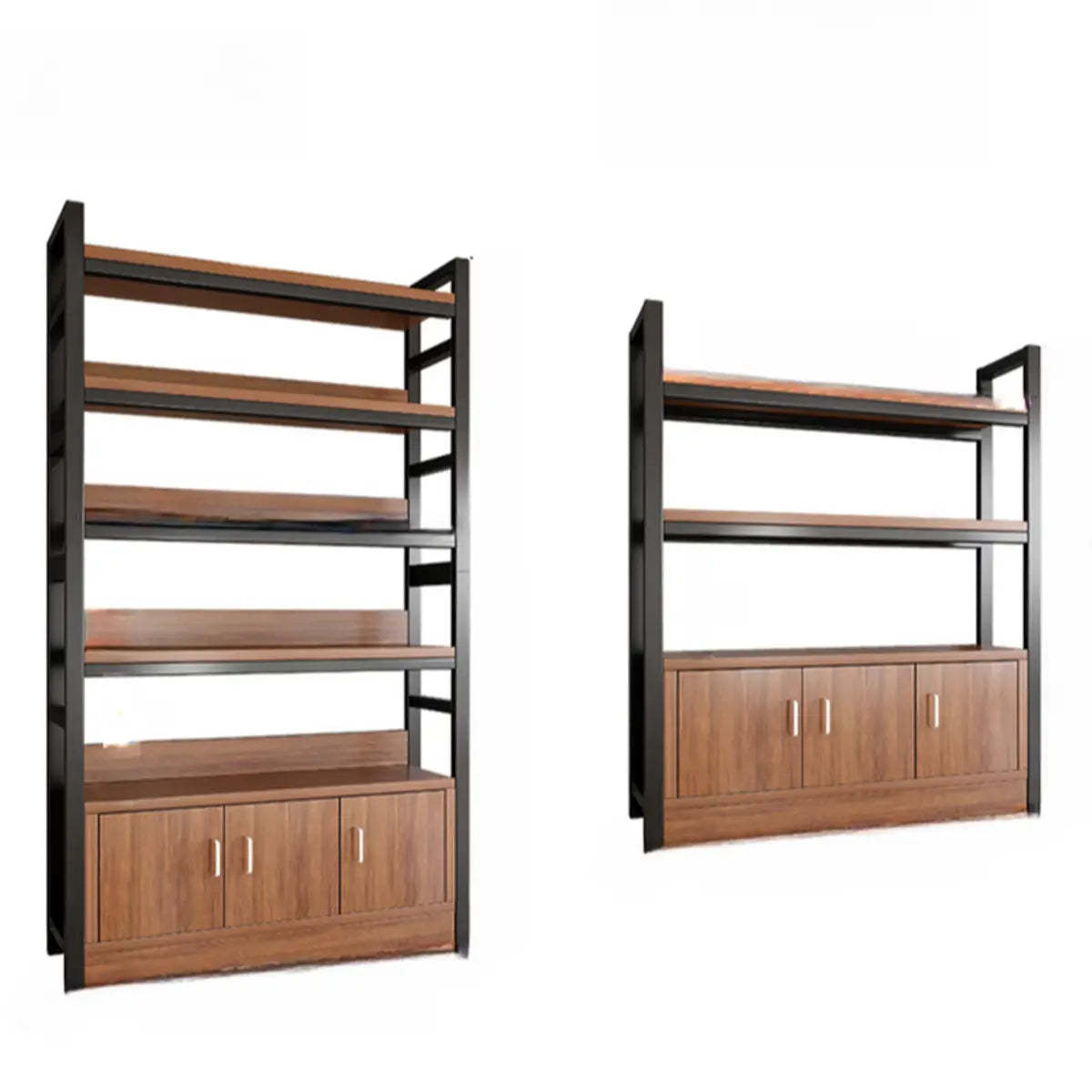 Classic Multi-Shelf Vertical Alloy Display Bookcase — Brown