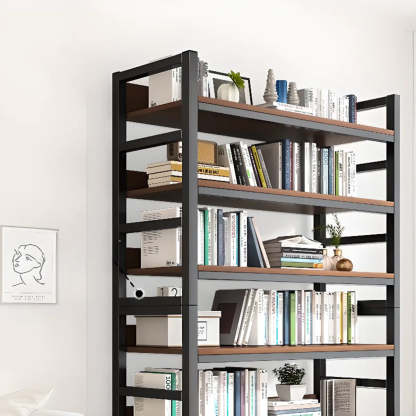Classic Multi-Shelf Vertical Alloy Display Bookcase — Brown