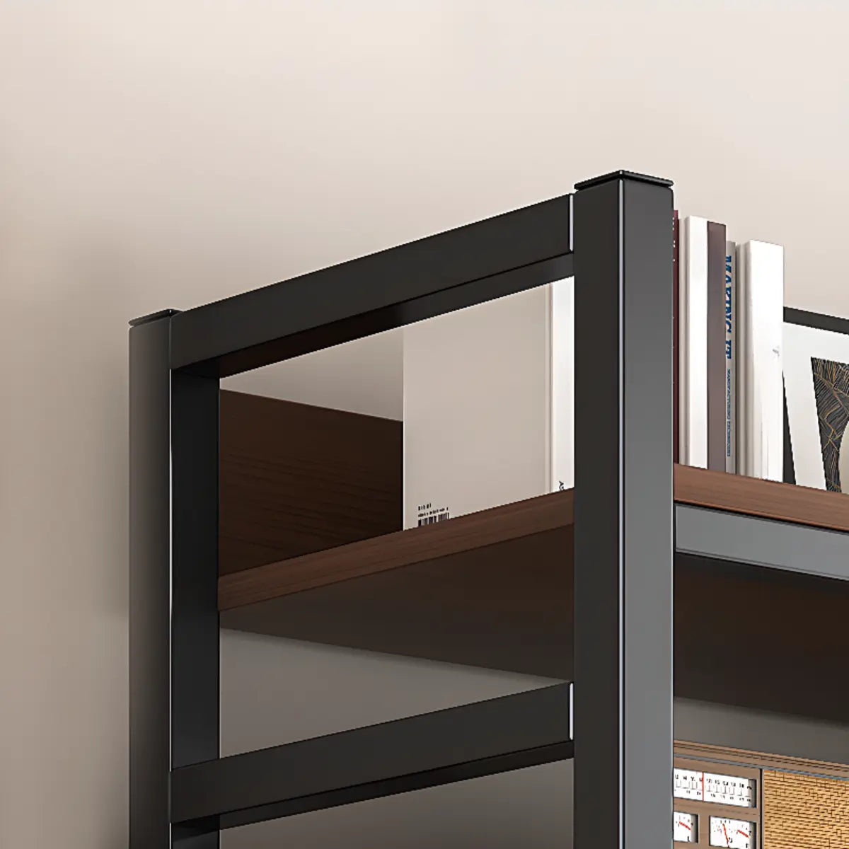 Classic Multi-Shelf Vertical Alloy Display Bookcase — Brown