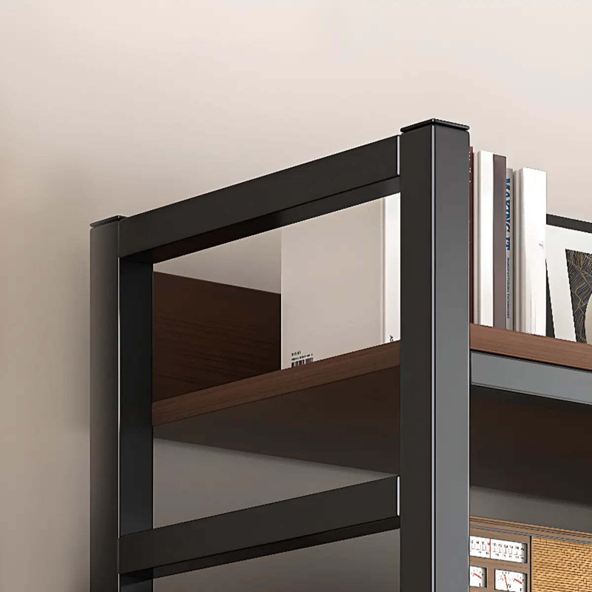 Classic Multi-Shelf Vertical Alloy Display Bookcase — Brown