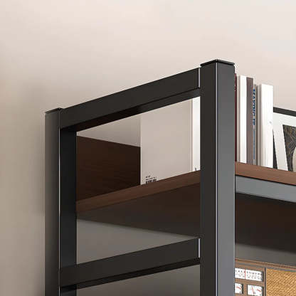 Classic Multi-Shelf Vertical Alloy Display Bookcase — Brown