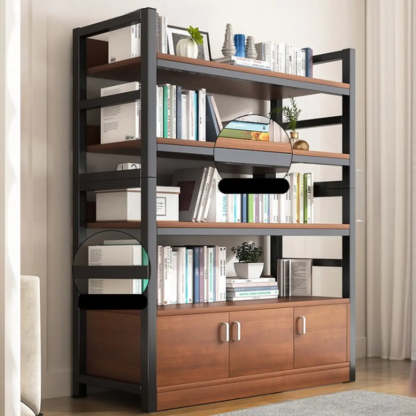 Classic Multi-Shelf Vertical Alloy Display Bookcase — Brown