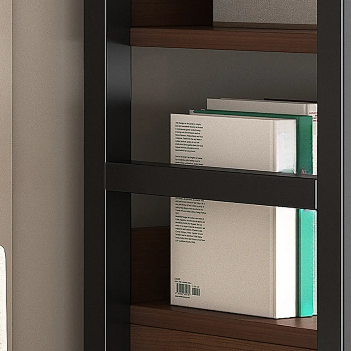 Classic Multi-Shelf Vertical Alloy Display Bookcase — Dark Walnut
