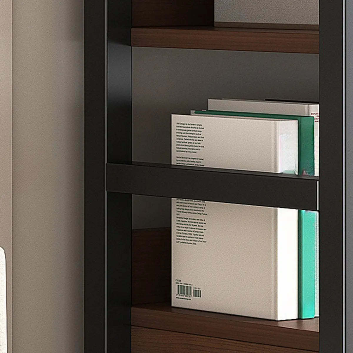 Classic Multi-Shelf Vertical Alloy Display Bookcase — Dark Walnut