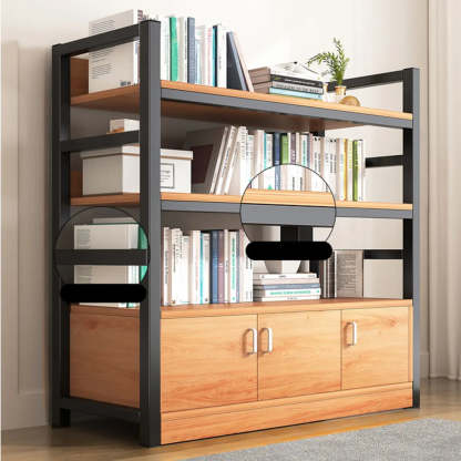 Classic Multi-Shelf Vertical Alloy Display Bookcase — Dark Walnut