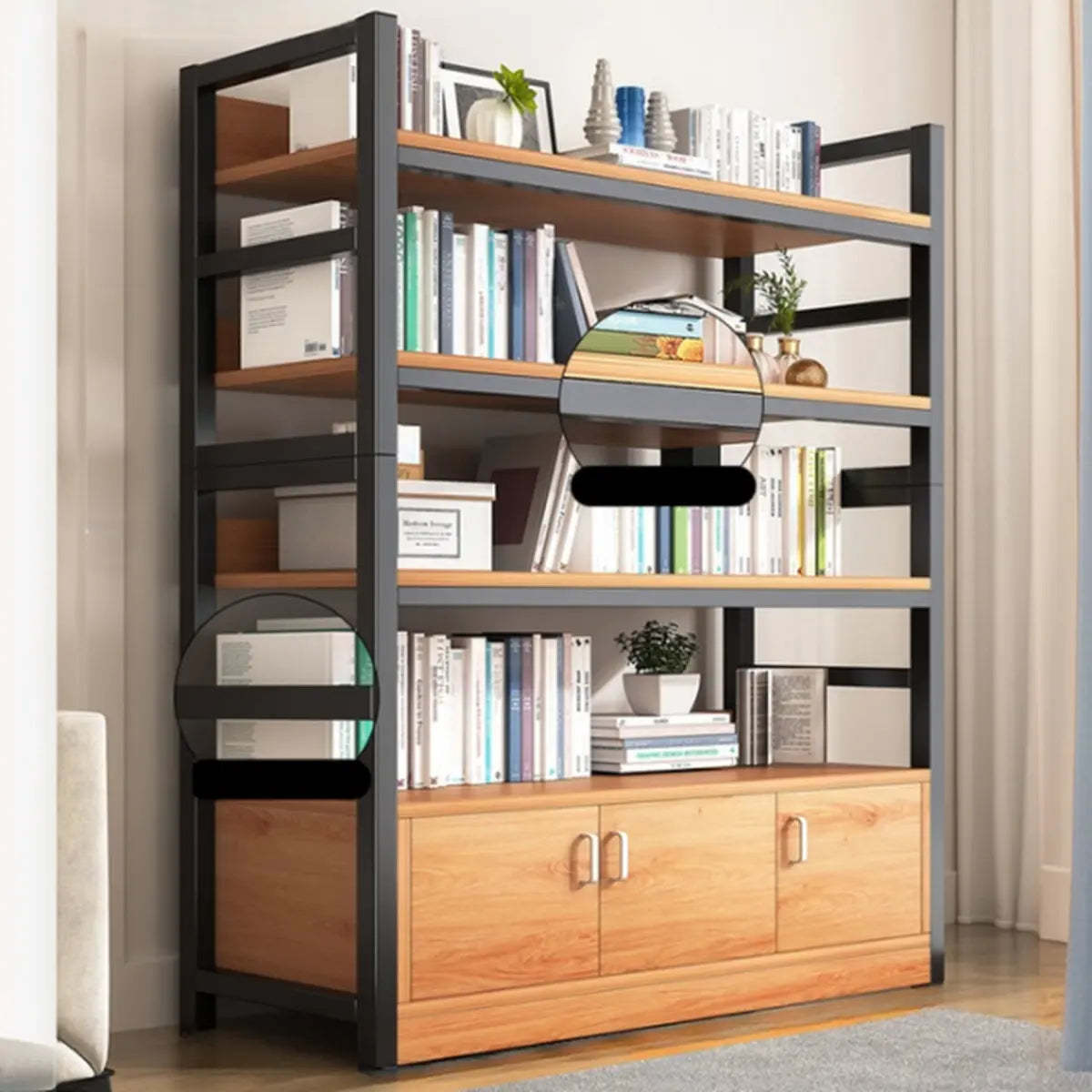 Classic Multi-Shelf Vertical Alloy Display Bookcase