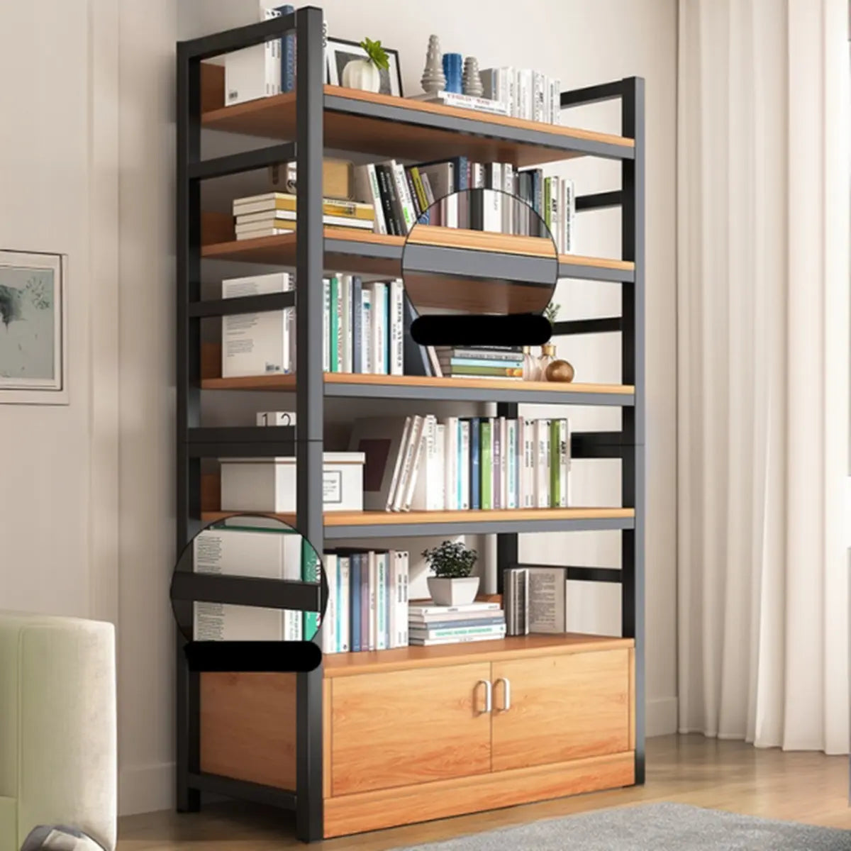 Classic Multi-Shelf Vertical Alloy Display Bookcase