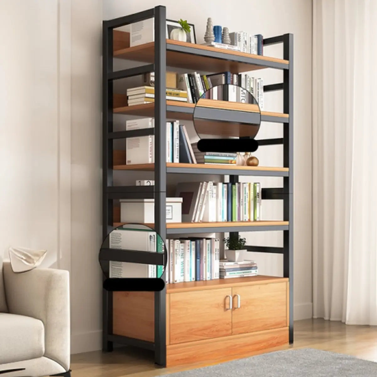 Classic Multi-Shelf Vertical Alloy Display Bookcase