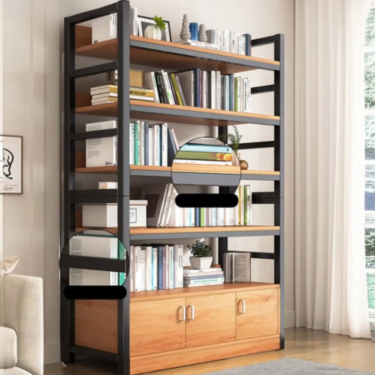 Classic Multi-Shelf Vertical Alloy Display Bookcase